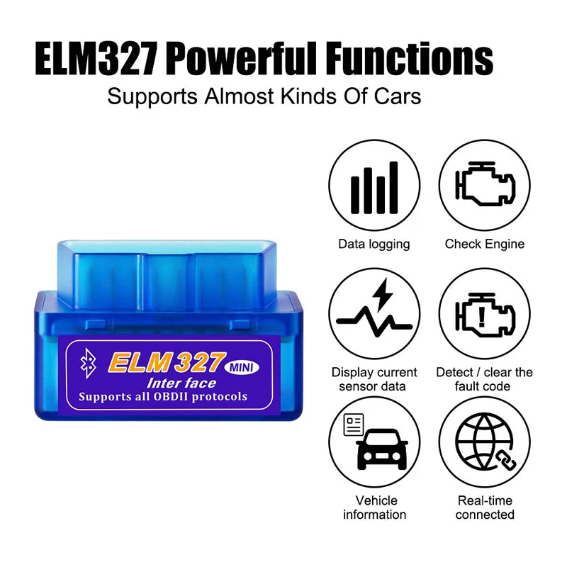 Mini ELM327 V1.5/V2.1 Bluetooth OBD2 Scanner Code Reader Car Diagnostic Tools Check Engine Scan  Car Fault Detector