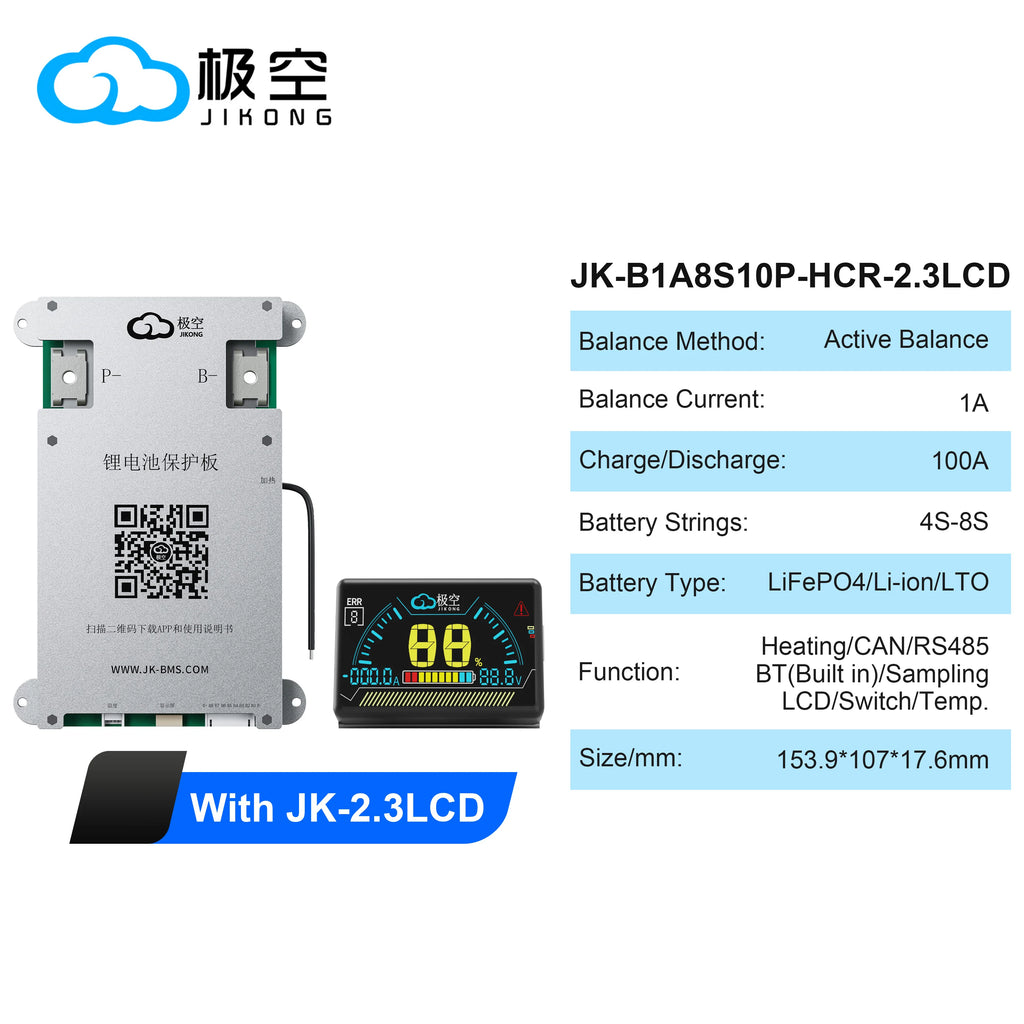 JIKONG JK BMS B1A8S10P BMS HEAT CANBUS RS485 4S 5S 6S 7S 8S 12V 24V BATTERY WITH 1A ACTIVE BALANCE bms lifepo4 Li-ion LTO 18650