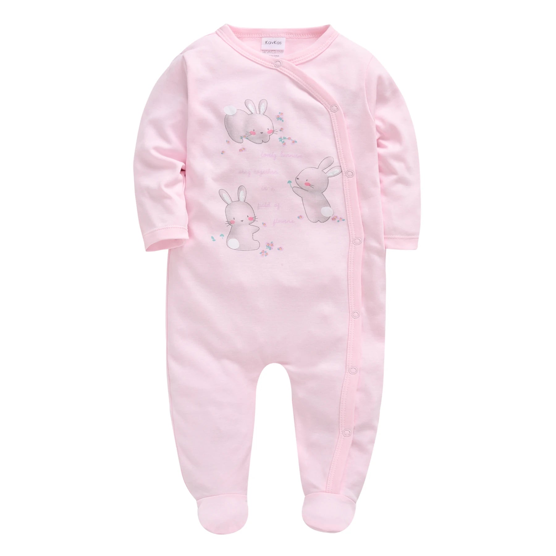 KAVKAS Baby Clothing Girls Pink Romper Cartoon Kids Pajamas Long Sleeve Jumpsuit Bebe Playsuit Girls Clothes  0`12 Monthes