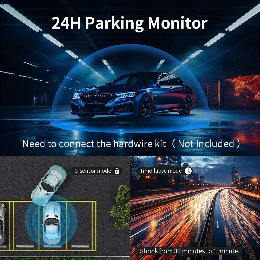 KAWA Dash Cam D8 4K Voice Control For Sony IMX415 Dashcam Night Vision 24Hours Parking Monitoring Loop Recording WiFi6 Built-in GPS G-sensor Car DVR