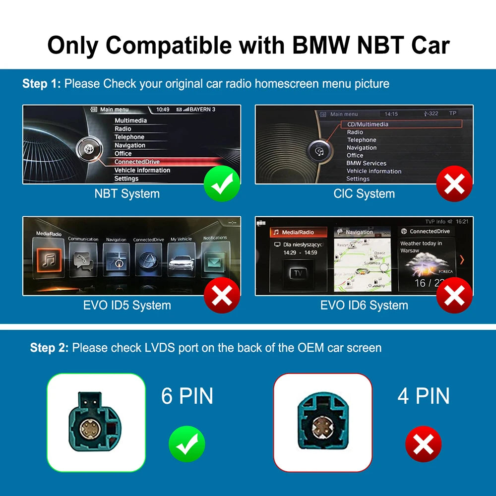 ANYFAR Wireless CarPlay Android Auto For BMW NBT CIC System 1 2 3 4 5 7 Series X1 X3 X4 X5 F20 F21 F30 F31 F10 F48 F25 E84