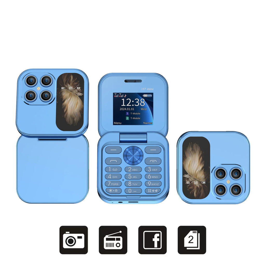 2025 Hot Sale SERVO I17Mini 2G Small Flip Mobile Phone 2 SIM Speed Dial Magic Vioce MP3 Flashlight Mini Fold Cellphone FM Radio