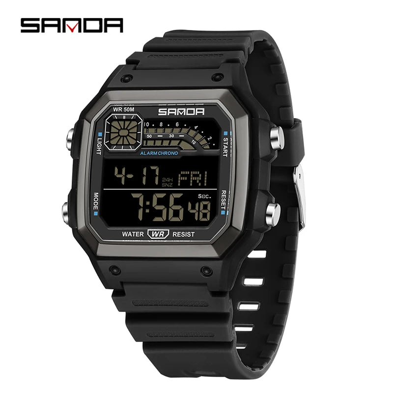 SANDA Outdoor Sport Electronic Watch Men Multifunction Watches Alarm Clock Chrono Waterproof LED Digital Double Time Watch