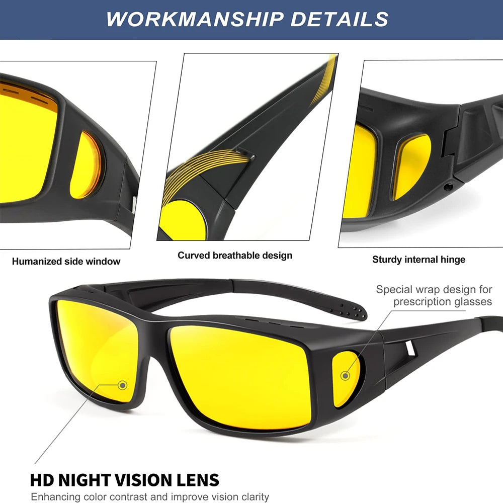 CRIXALIS Polarized Night Vision Sunglasses Car Night Driving Glasses Driver Goggles Unisex Sun Glasses UV400 Eyewear Gift