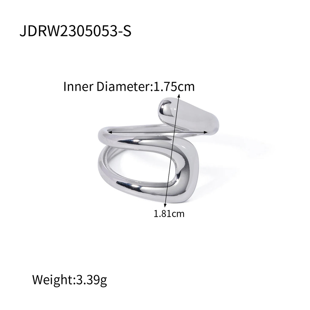 Uworld Fashion Stainless Steel Waterproof Open Ring Personality Charms PVD Real Gold 18K Plated Trendy Jewelry for Women