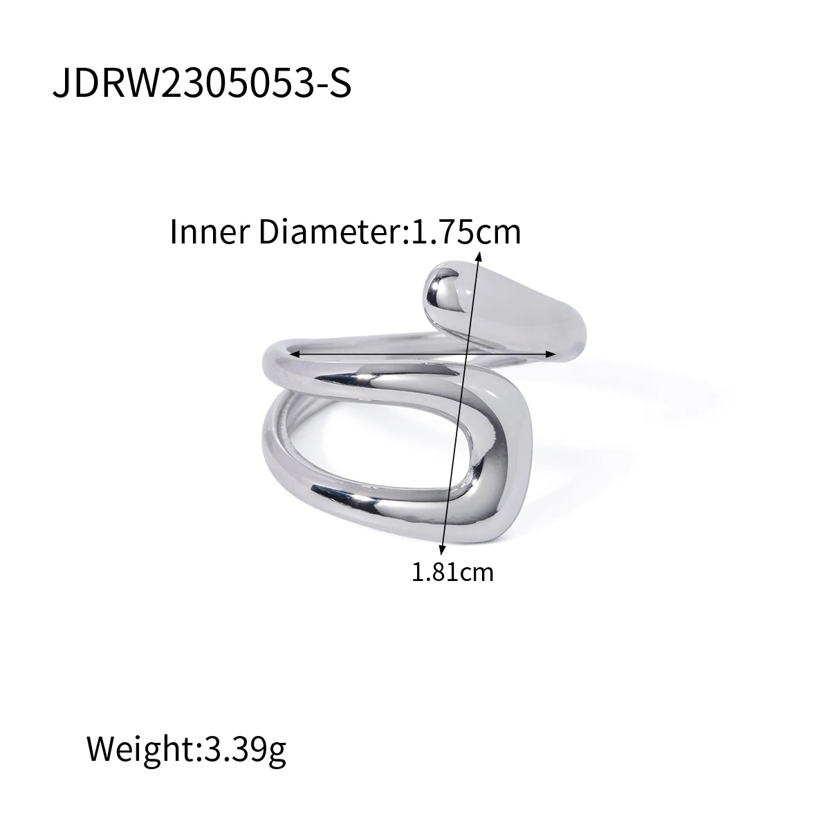 Uworld Fashion Stainless Steel Waterproof Open Ring Personality Charms PVD Real Gold 18K Plated Trendy Jewelry for Women
