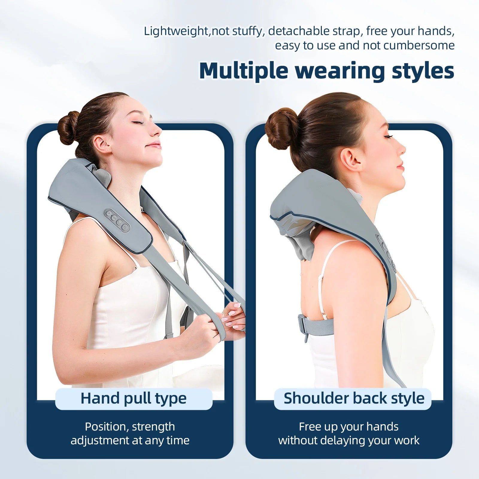 Foreverlily Wireless Neck And Back Massager Neck And Shoulder Kneading Massage Shawl Neck Cervical Relaxing Trapezius Massager