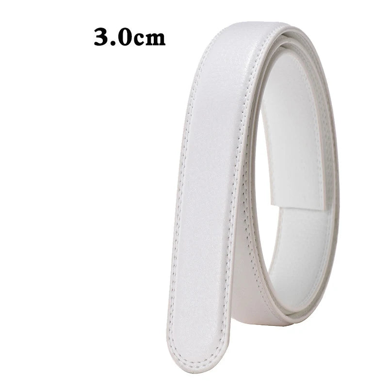 Men Women No Buckle PU Leather Belt, 2.4 2.8 3.0 3.5cm Replacement Waist Strap Belt Body for Automatic Buckle Daily Matching Use