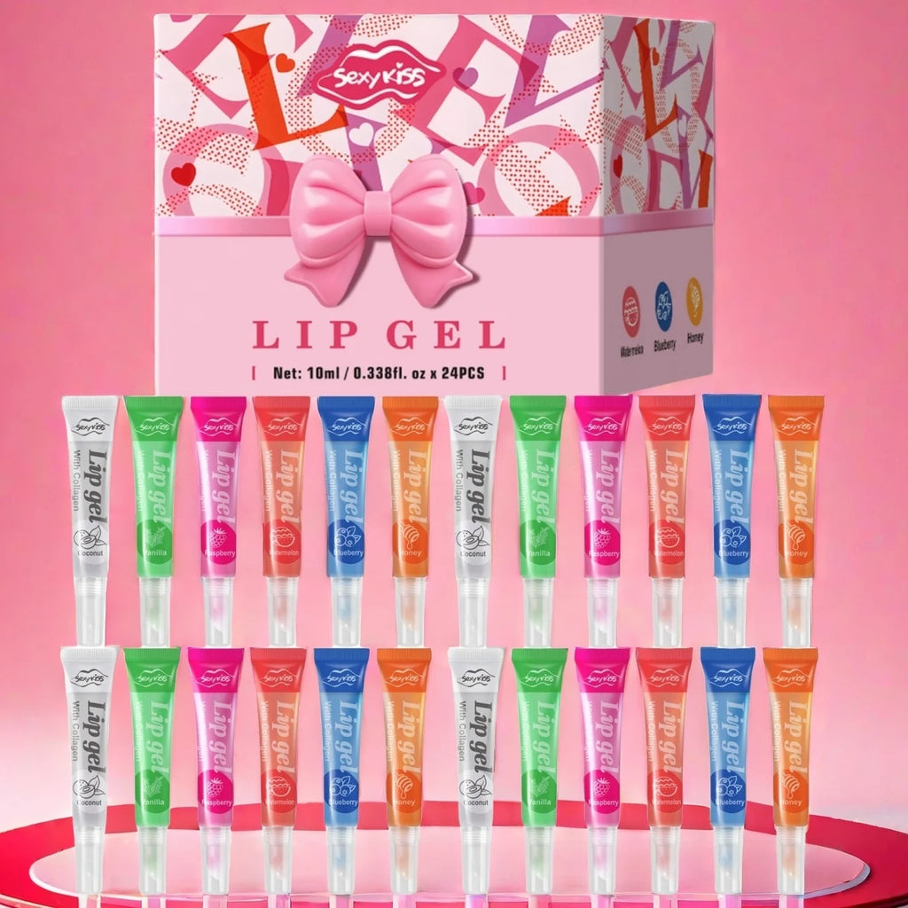 24PCS Luxury Gift Set Lip Balm Jelly Set Hydrating and Glossy for Dry Lips Valentine's Day Gifts Perfect Present for