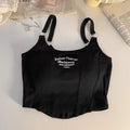 Women Summer Tops Sexy Camisole Square Collar Tank Top Y2k Slveless Female Crop Tops With Pad Fashion Vest Embroidery Letter