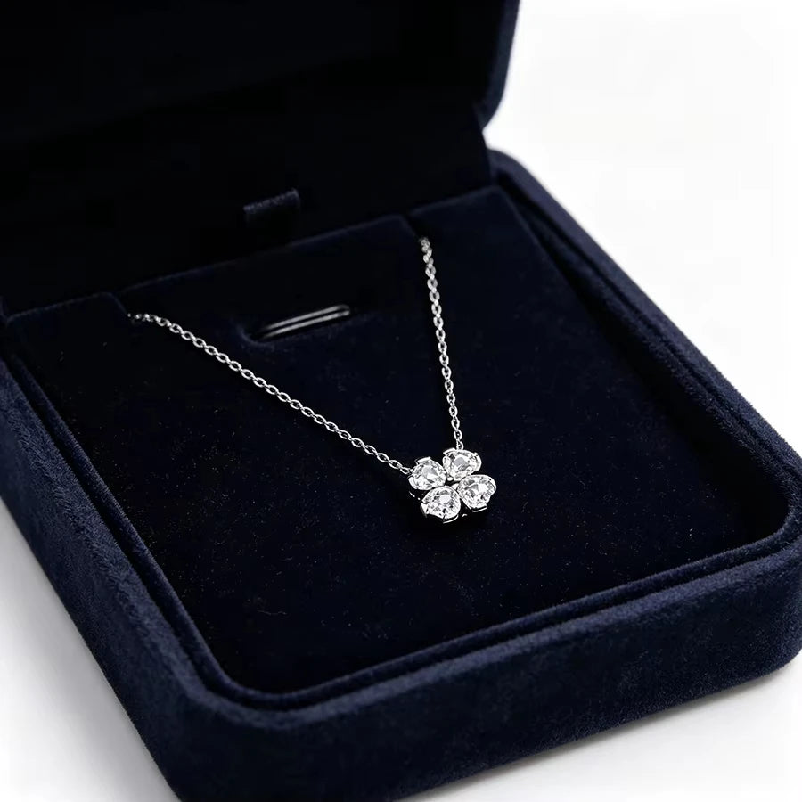 S925 silver clover thread lock bow necklace suitable for women's daily wear DIY exquisite jewelry gifts