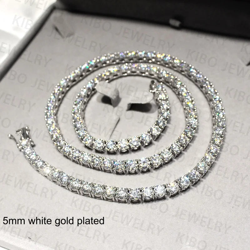 2-5mm Men Women Moissanite Tennis Chain Rose Yellow Moissanite Tennis Bracelet s925 Silver Tennis Chain For Women Men