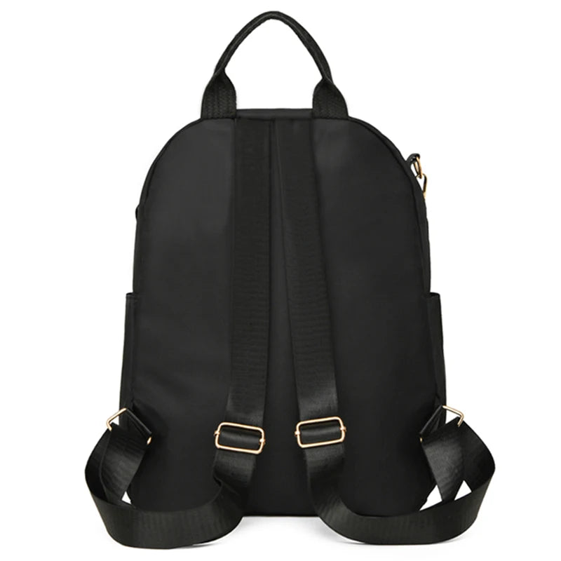 Elegant Quilted Nylon Women Backpack Gold Hardware Rucksack Multi‑slot Shoulder Bag For Casual Shopping Travel Activities