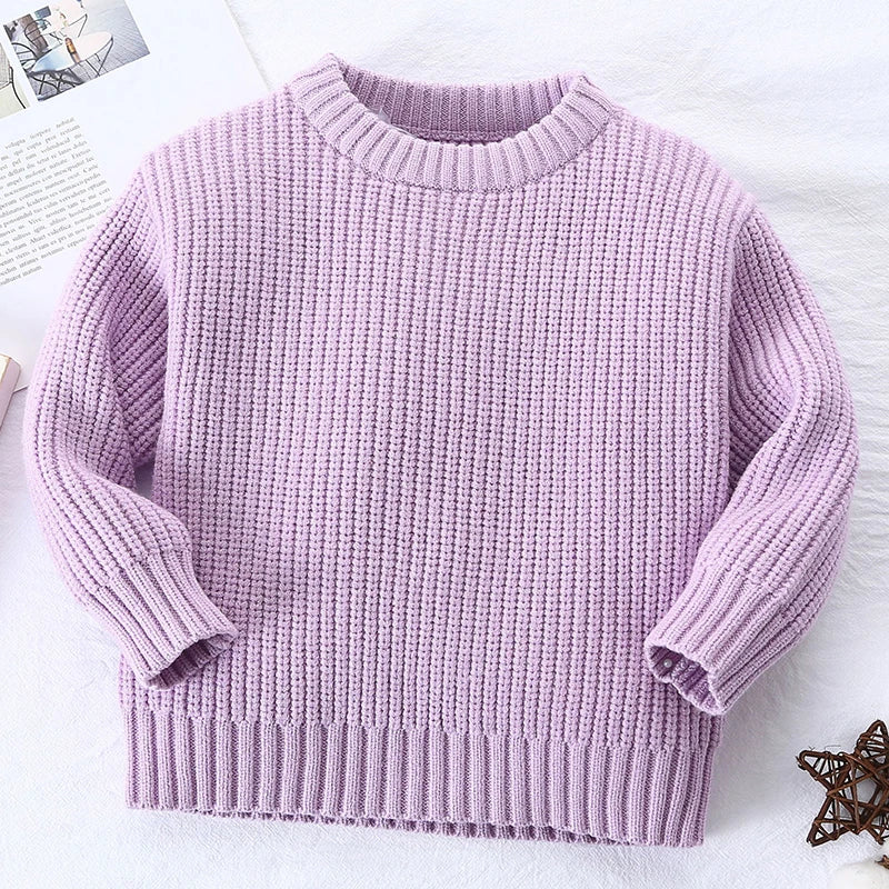 Baby Sweaters Autumn Winter Kids Boys Girls Long Sleeve Pure Color Knit Sweater Baby Kids Boys Girls Pullover Sweaters Clothes