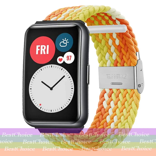 Nylon Braided Watch Strap for Huawei Watch Fit 3 Elastic Loop for Huawei Watch Fit 2 1Adjustable Band Bracelet Metal Connector