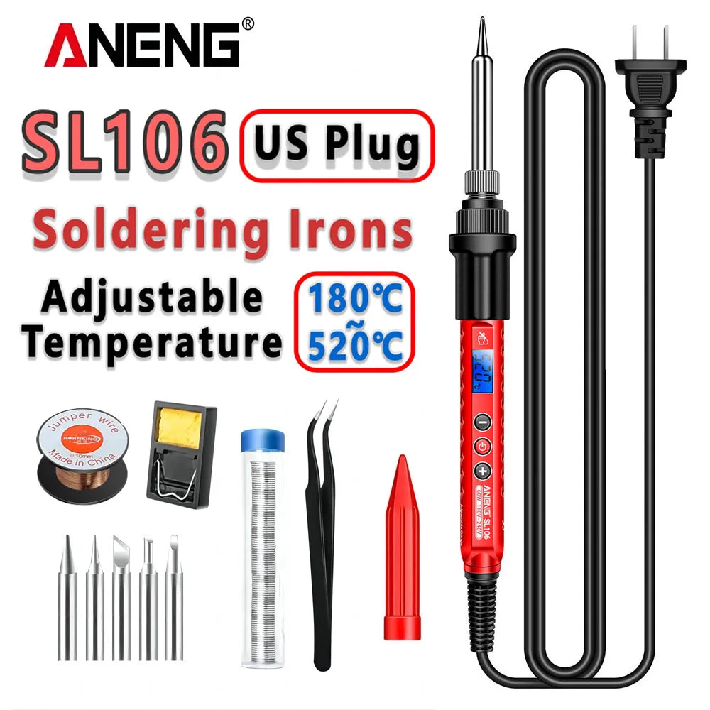 ANENG SL106 Electric Soldering Iron 110V/220V Adjustable Temperature Welding Solder US/EU Plug Professional Welding Tool
