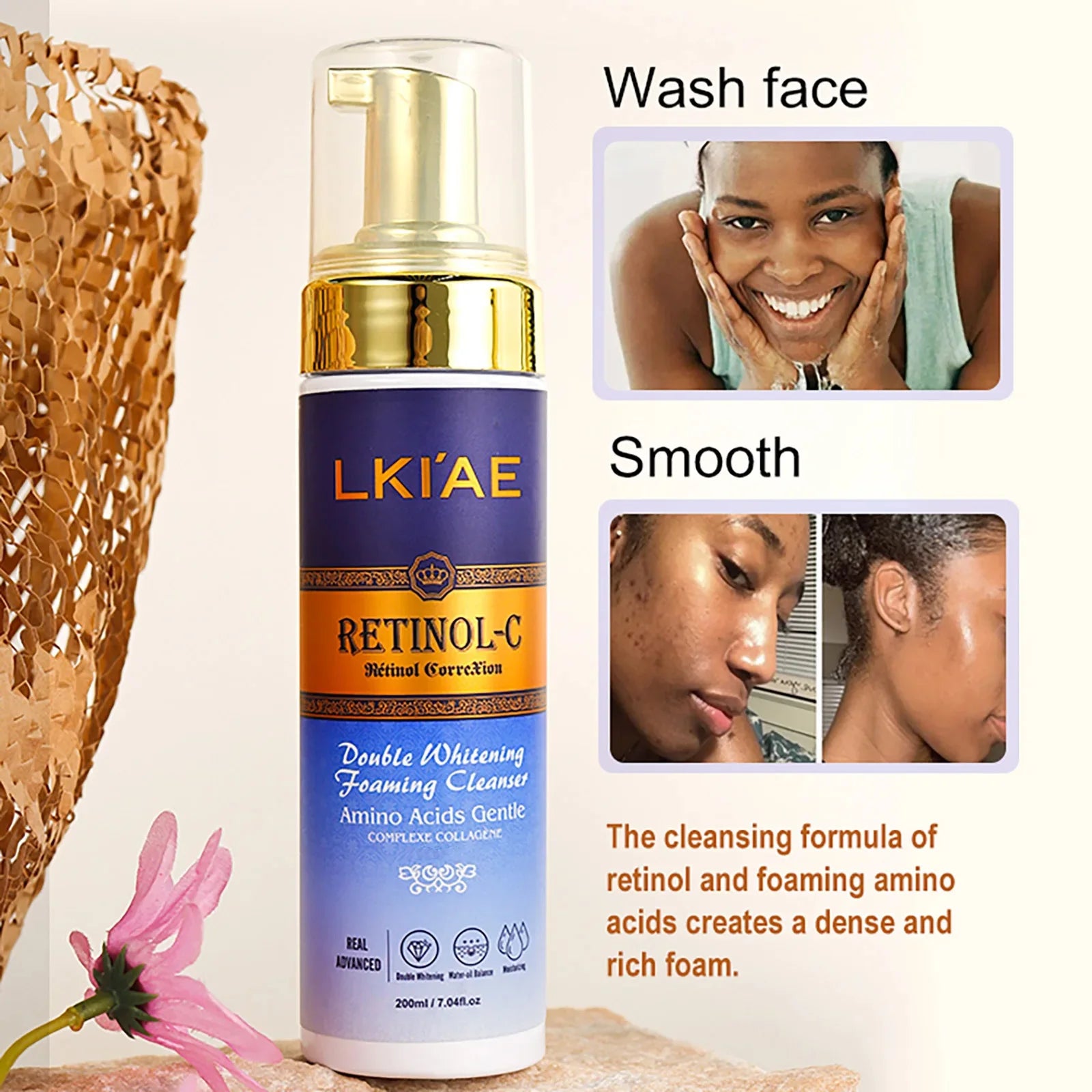 LKIAE Retinol Double Whitening Kit, Remove Wrinkles, Black Spots, Melanin, Moisturizing, Hydrate, Suitable for All Skin Types