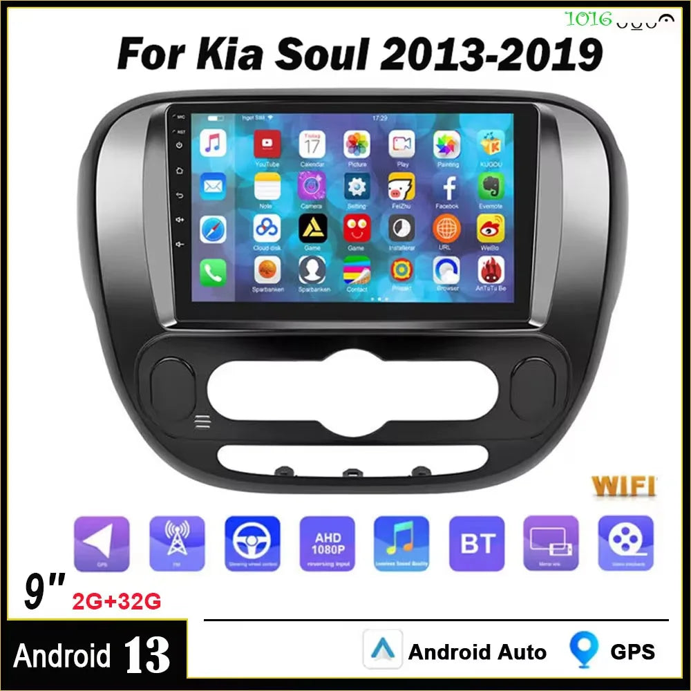9inch 2+32G WIFI Car fit for Carplay Stereo Radio Navigation for Kia Soul 2013-2019 Android13.0 Car Multimedia Player Auto Radio