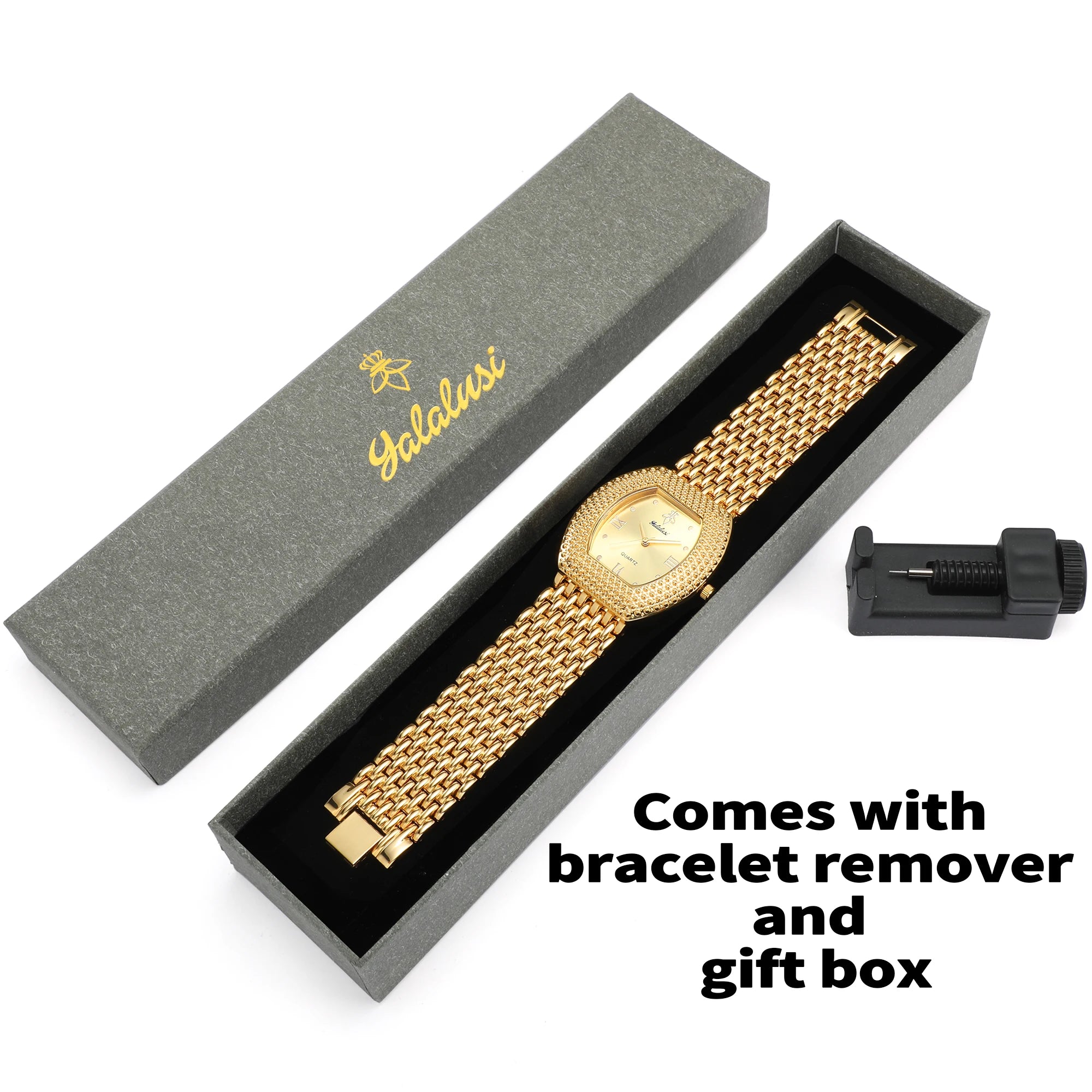 YaLaLuSi Brand 2026 Hot New Women's Watch Gold Luxury Luxury Gift Box Watch Remover Gift Ion Gold Plating