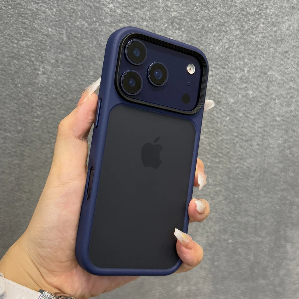 Luxury Orange Matte Transparent Phone Case For iPhone 17 18 Pro Max 17 18Pro Metal Buttons Skin Feel Shockproof Protective Cover