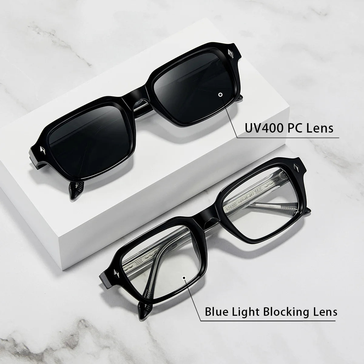 2025 New Small Square Frame Men's Sunglasses High Quality Propionic Acid Pin Technology Fashion Women Shades Punk Eyewear