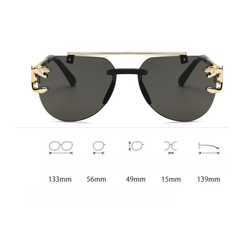 Frameless Beveled Sunglasses Frog Eyes Gradient Color UV Protection Oversized Sun Glasses