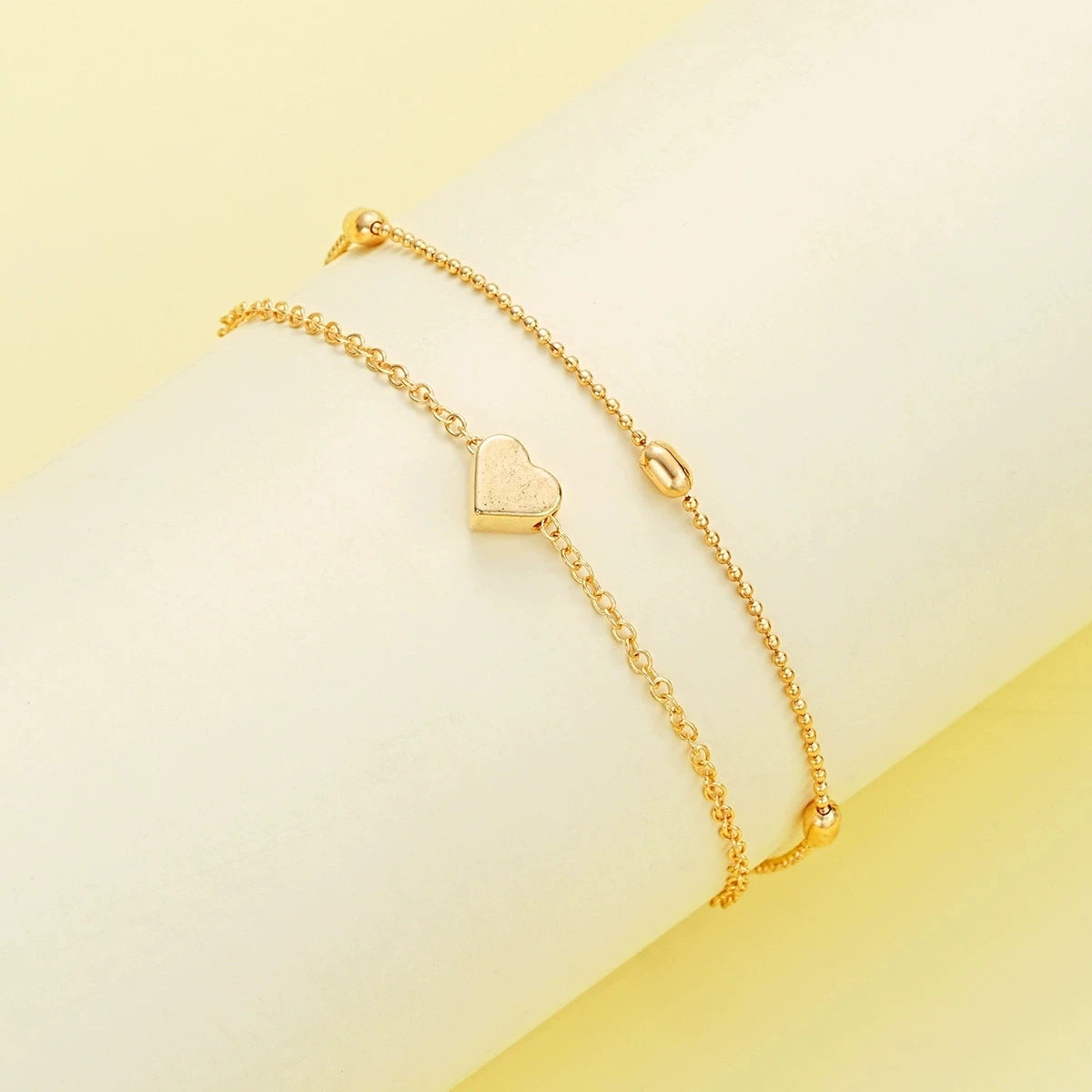 Fashion Imitation Pearl Heart Jewelry Set For Women Gold Silver Color Round Beads Necklace Bracelet Set Daily Wear Accessories