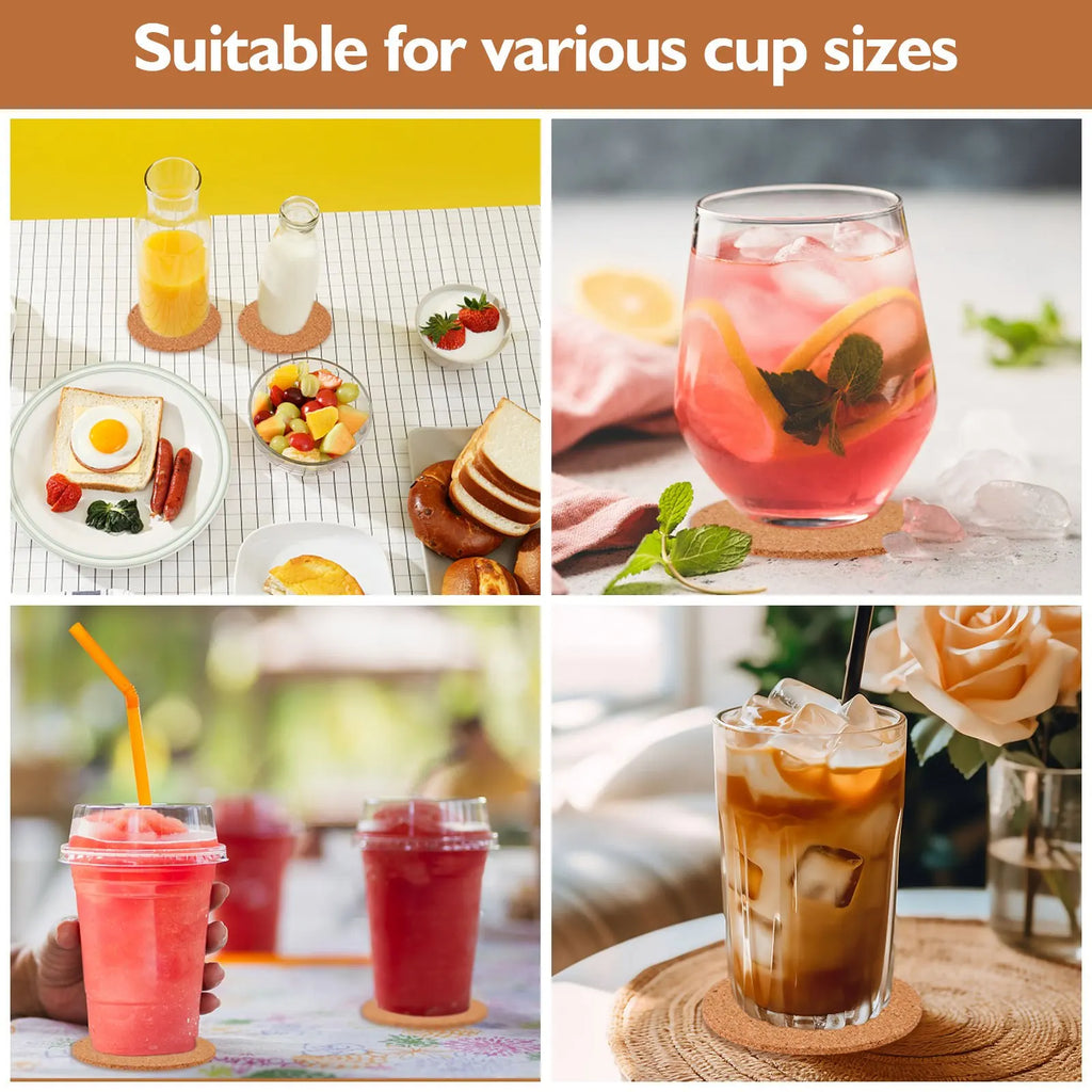40/1pcs Non-Slip Cork Coasters Natural Round Wooden Cup Mat Heat Insulation Pads Table Decoration Drinks Tea Coffee Holder Cork
