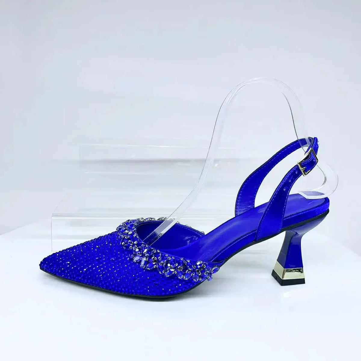 INSIGHTLINK Blue High Heels sandals and Bag Women Gems Dress Shoes Wedding stiletto Sandals Lady Bride high-heeled Stone Shoes