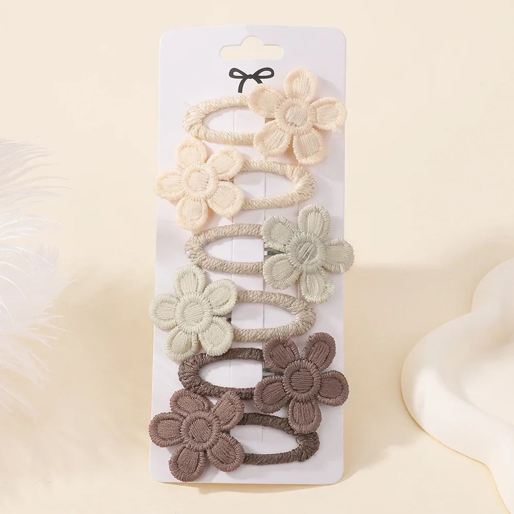 6Pcs/Set Cute Daisy Flower Hair Clips for Baby Girls Lovely Bang Side Clip Hairpins Princess Barrette Kid Hair Accessories