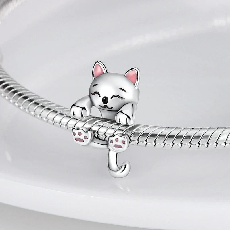Hot Sale Charm Bead Pendant 925 Sterling Silver Firefly Love Heart Cats Dogs Sunflower Charm for Bracelet Women DIY Jewelry Gift