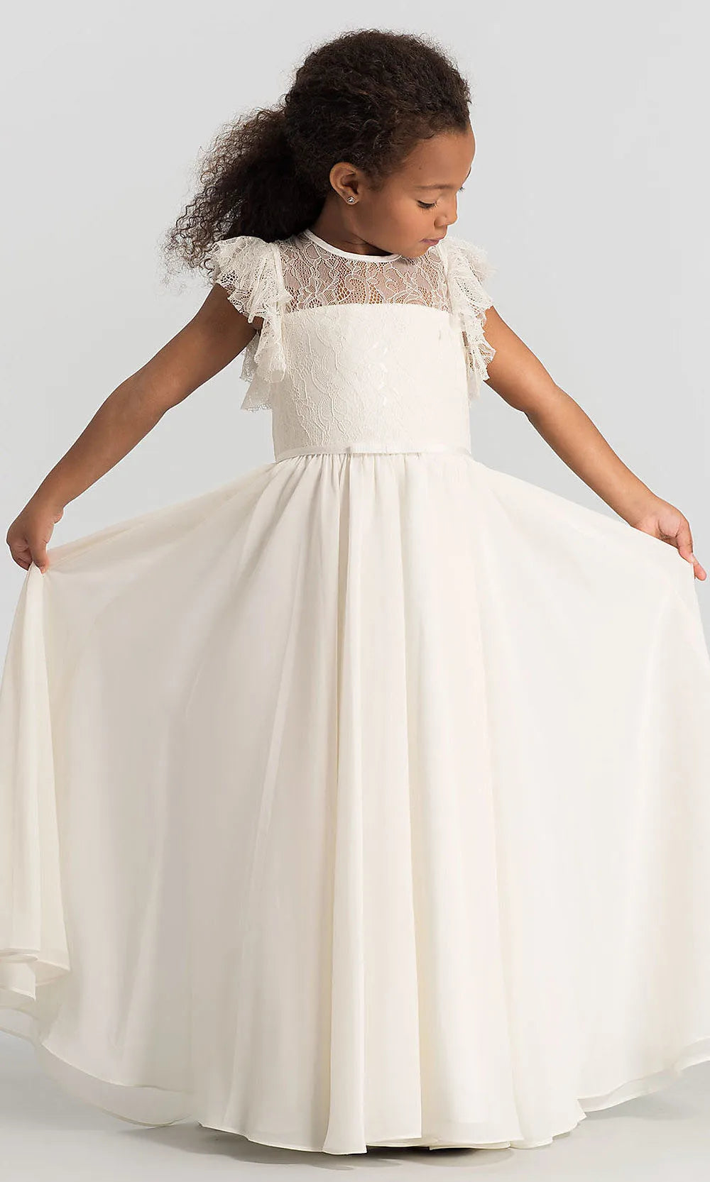 HETISO Chiffon Flower Girl Dresses Hollow Lace Kids Weddings Performance Party Pageant Gowns Junior Bridesmaid Dress 4-13 Years