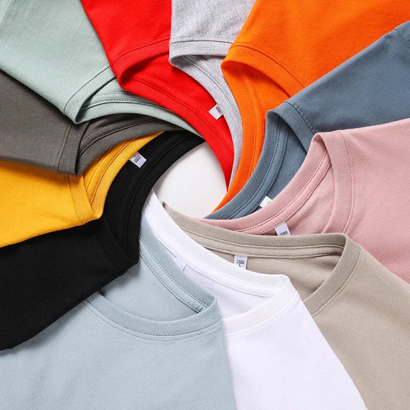 Men's Solid Color Round Neck Cotton Short Sleeved T-shirt Summer Comfortable Top