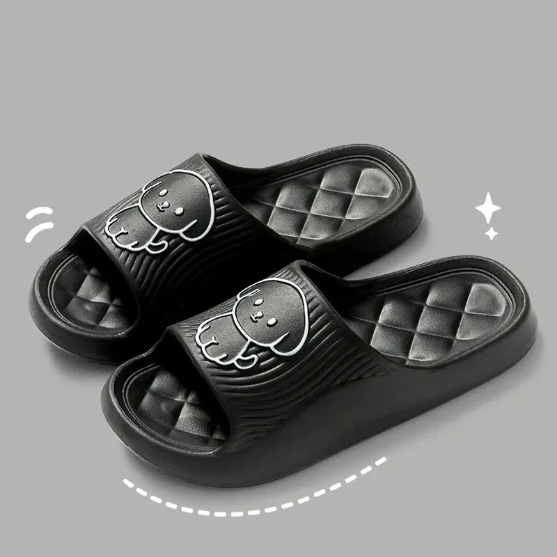 Cute Dog Couple Pillow Slippers Female Summer Wear 2024 New Bathroom Bath Non-slip Indoor Home Eva Thick Bottom Sandals