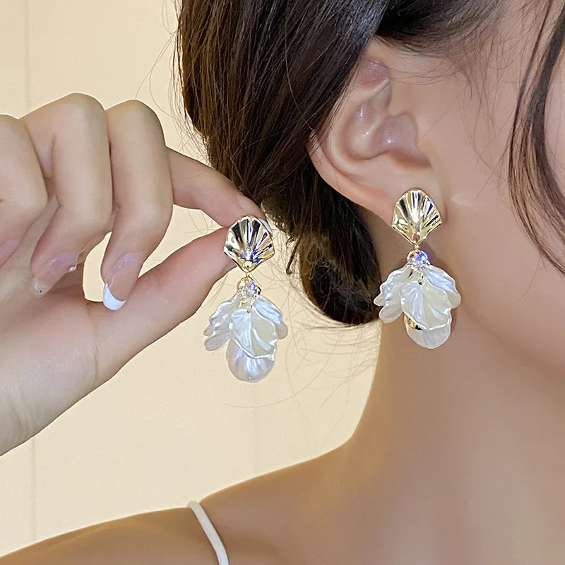 Cross border forest style super fairy temperament sweet handmade design feeling petal earrings factory earrings