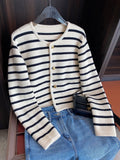 Women's Striped Button-Front Cardigan