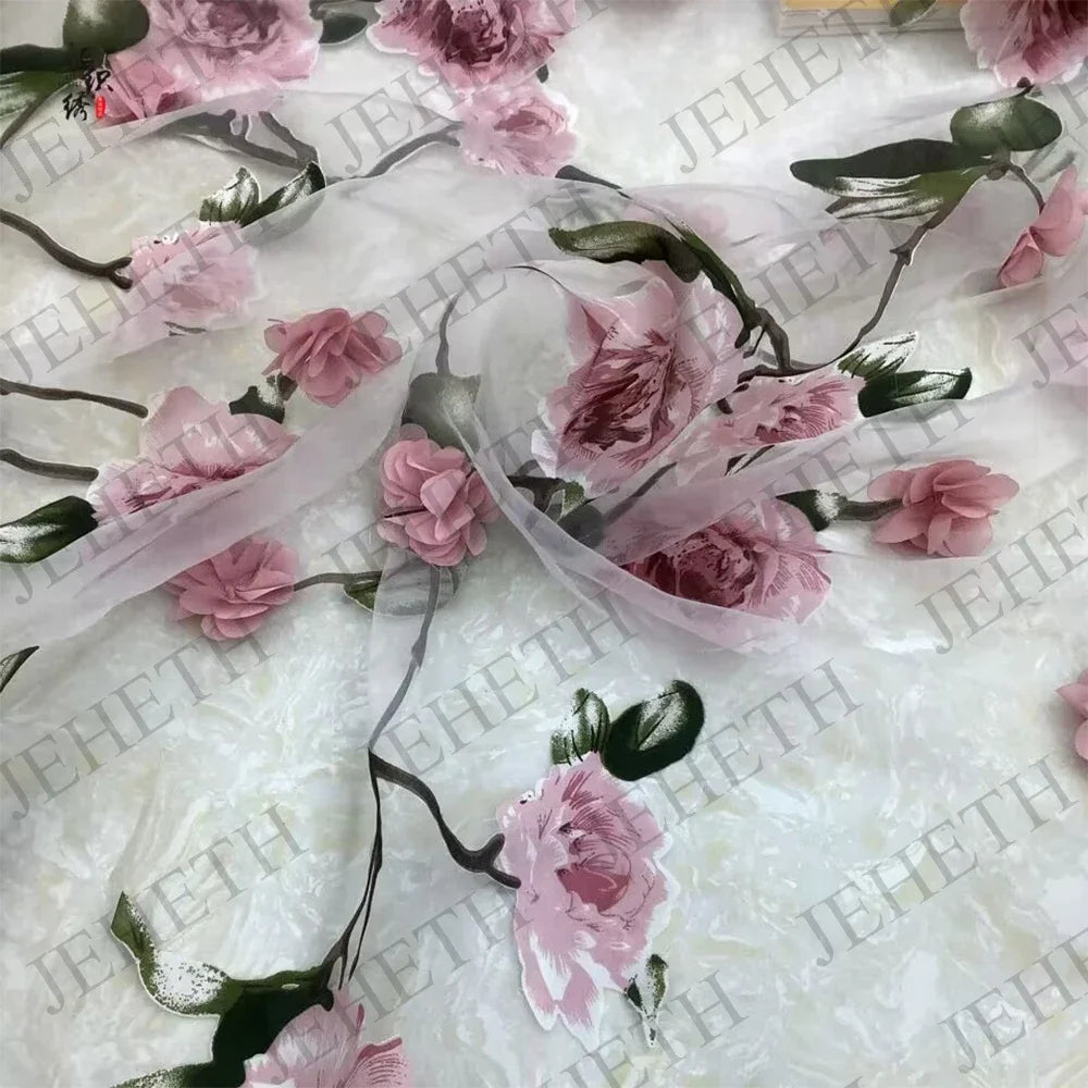 JEHETH 3D Flowers A Line Prom Dresses Sleeveless Corset Evening Party Dress Long Formal Gown Vestidos De Graduación Customized
