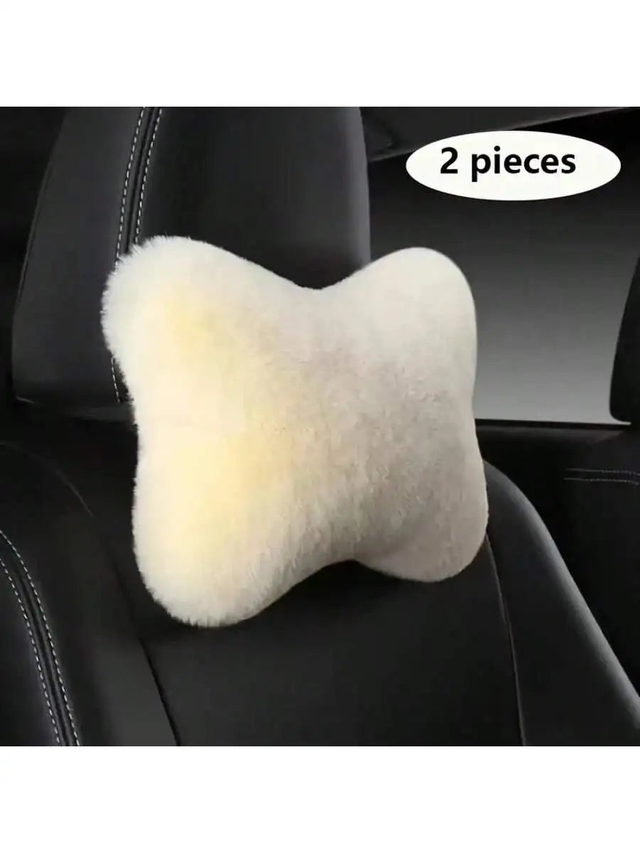 2/4pcs Luxury Plush Car Neck Pillows, Comfortable Neck Support, Faux Fur Texture, Soft Sponge Padding, Makes Traveling More Comfortable
