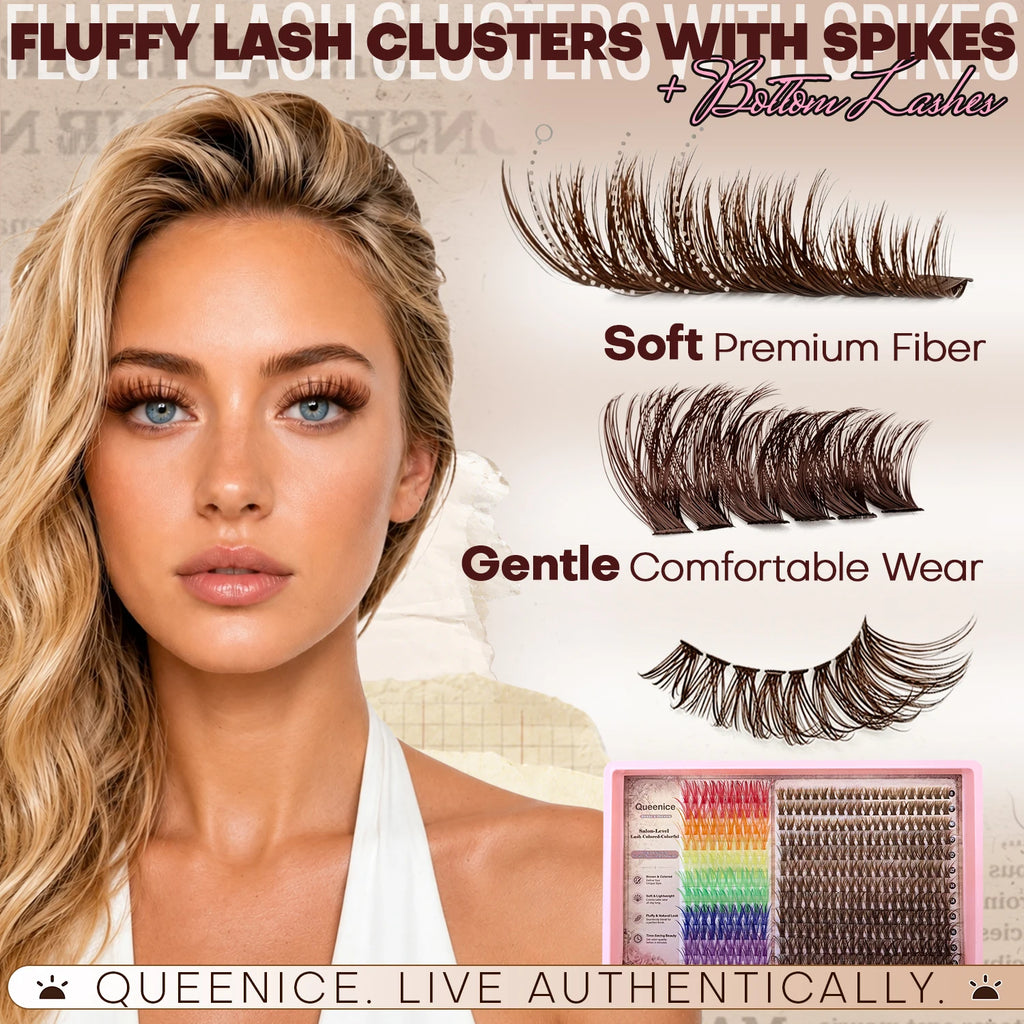 Brown & Colorful DIY False Eyelash Extension Individual Cluster Lashes Natural, Wispy Volume Clusters Suitable for Daily Life
