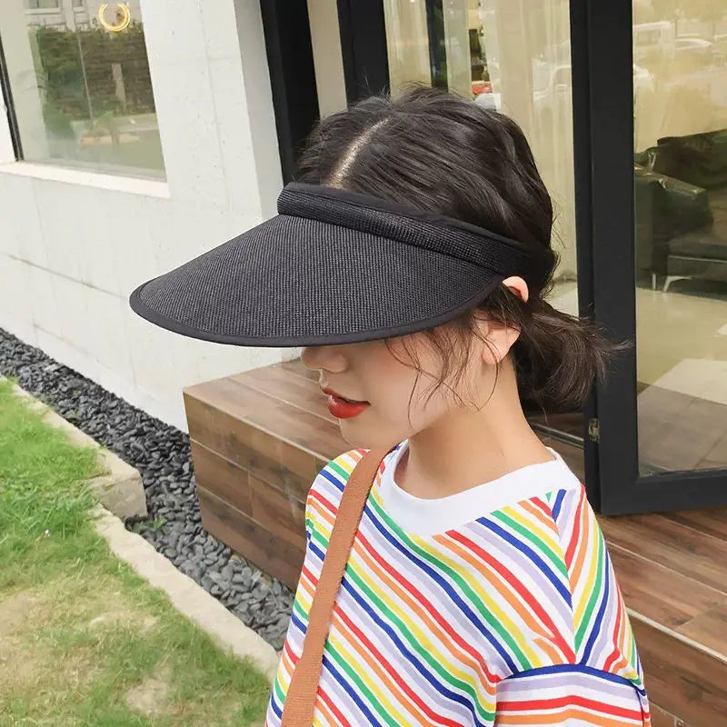 Fashion Simple Topless Hat Lady Outdoor Sunscreen UV Big Brim Sun Sports Visor Hat Running Caps Tennis Parent-child Beach Hat