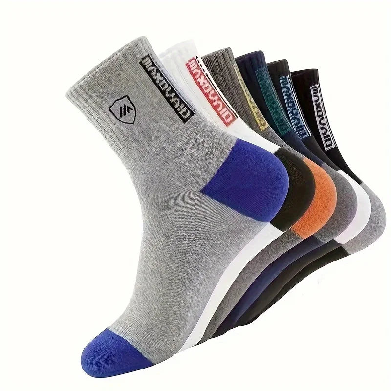 5 Pairs Men's Comfortable Breathable Crew Socks Soft Warm Elastic Sports Socks for Spring Autumn Winter Daily Casual Wear