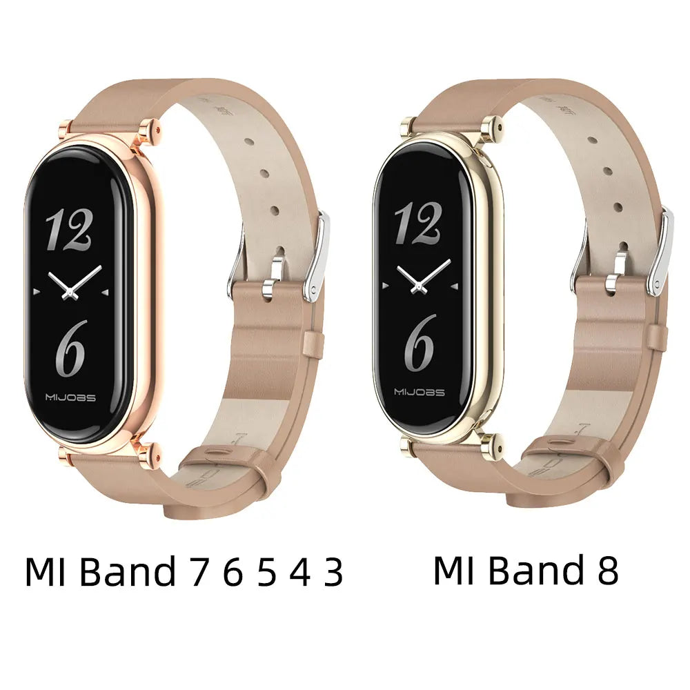 Mi Band 9 10 8 7 6 5 Strap for Xiaomi Smart Band 8 Bracelet NFC Global Version Leather Watch Band Mi 8 Wristband Miband 9 10