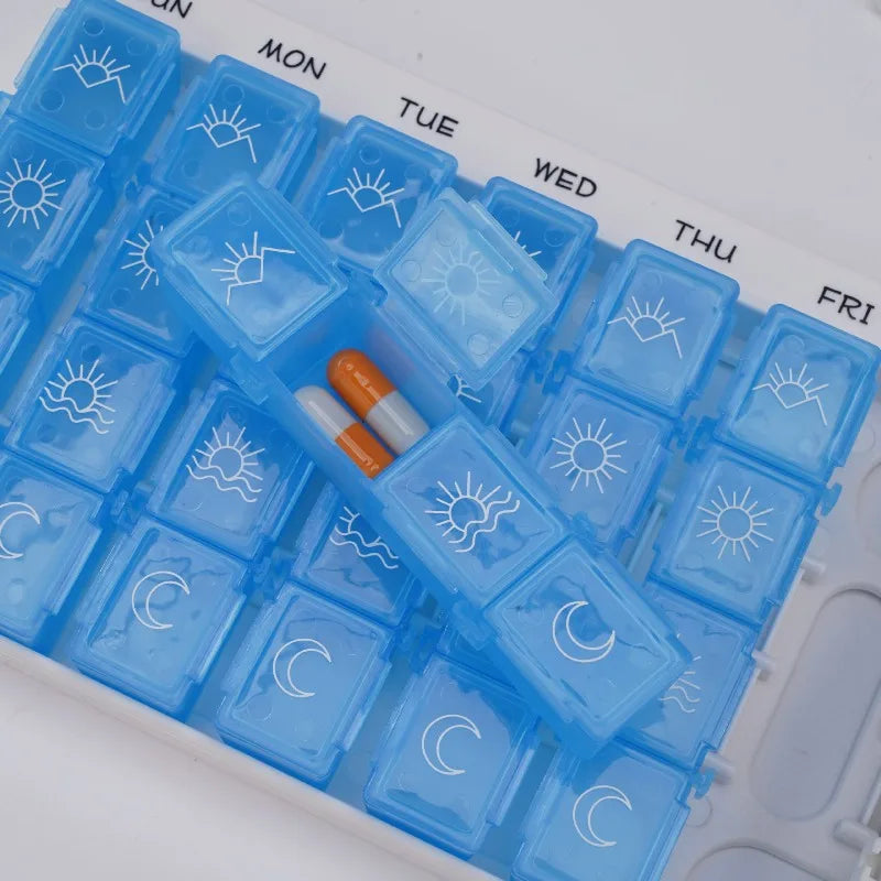 28 Compartment Intelligent Timed Reminder Medicine Box Weekly Smart Pill Box with Sound Alarm for Elderly Medicine Reminder