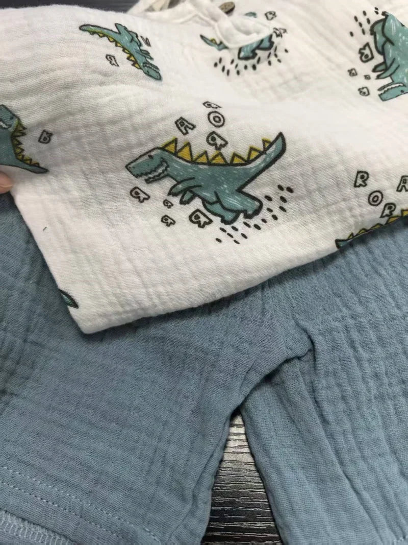 Kids Dinosaur Clothes Sets Cotton Outfits 2Pcs Infant Baby Boys Girls Clothing Newborn Top T-Shirt+Shorts 0-6Years Children Suit