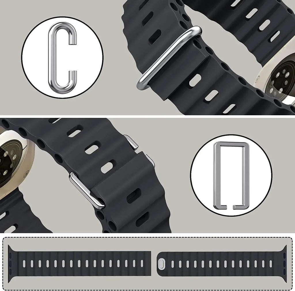 Ocean Strap for Apple Watch Ultra 3/2/1 11 10 46mm 9 8 7 49mm 45mm 41mm Silicone Band for 6 5 4 3 SE3 44mm 40mm 42mm Accessories