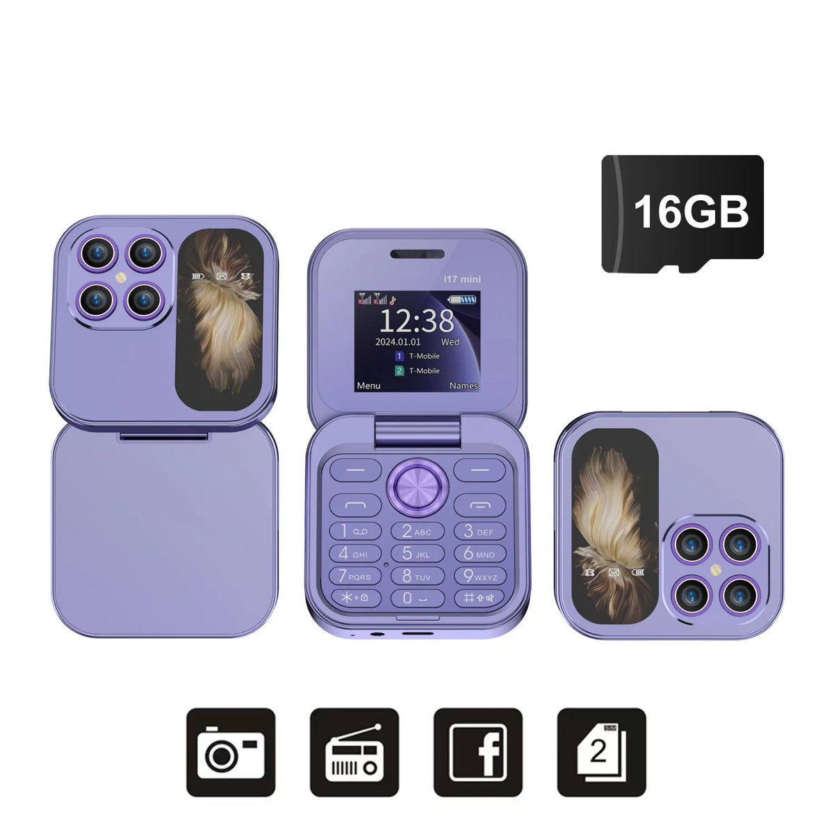 2025 Hot Sale SERVO I17Mini 2G Small Flip Mobile Phone 2 SIM Speed Dial Magic Vioce MP3 Flashlight Mini Fold Cellphone FM Radio