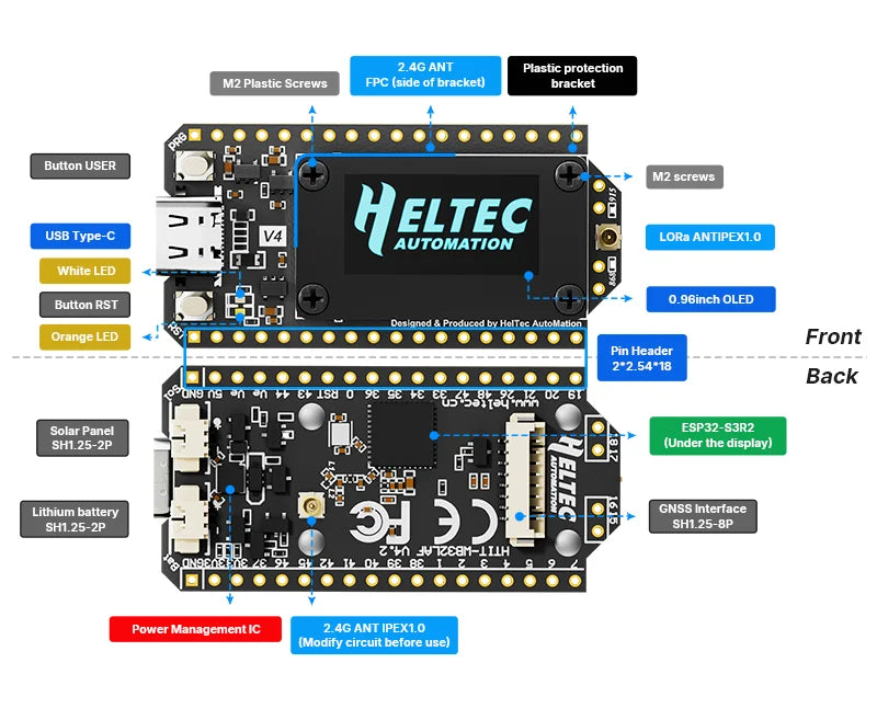 Heltec V3/V4 WiFi LoRa 32 868MHz Development Board With Dual Antenna Meshtastic  Bluetooth For Meshcore  Arduino PlatformIO