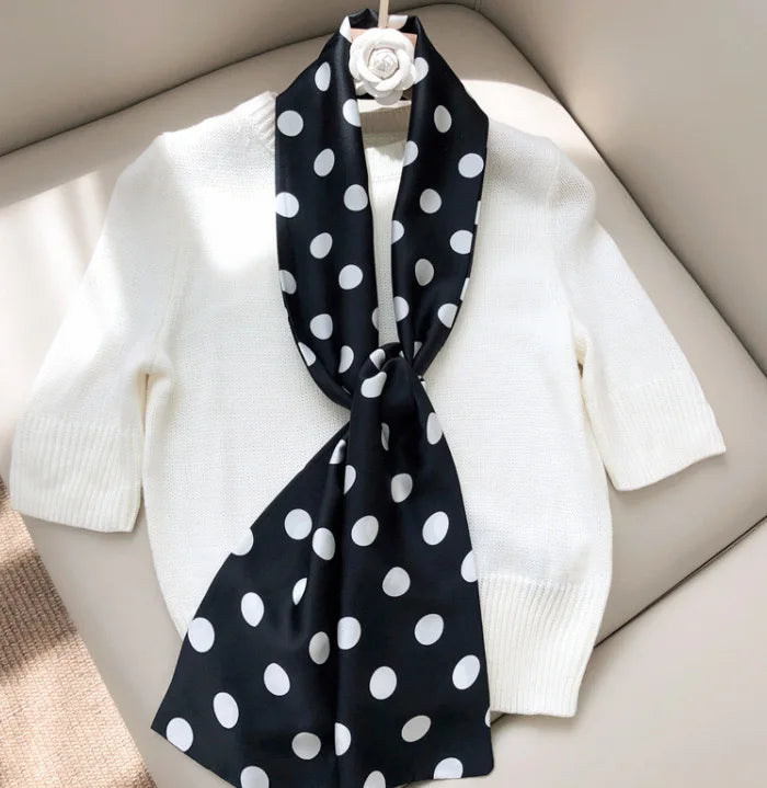 Floral Print 12*145cm Long Ribbon Silk Scarf Women Neck Scarves Headband Female Skinny Neckerchief Hair Band Neck Tie Bag Ribbon