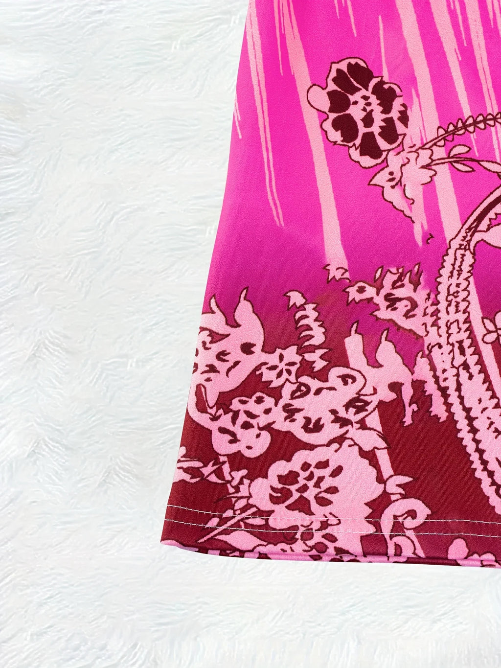 Pink Floral Paisley Embroidery Print Women's Sleeveless V Neck Midi Dress Summer Casual Beach Party Outfit 2024 New