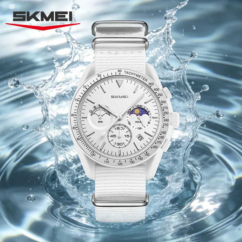 SKMEI 9392 Quartz Chronograph Watches Men Women Date 30M Waterproof Sport Wristwatch Fashion Nylon Strap Watch Gifts Reloj Mujer